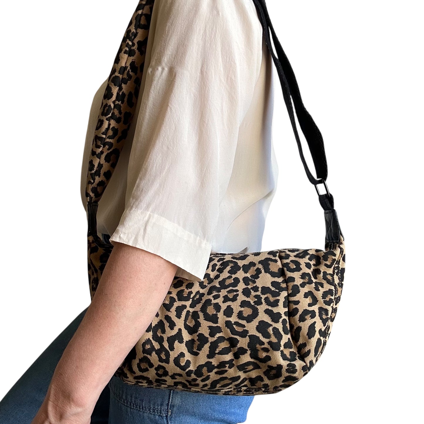 Brixton cross body sling bag - sand leopard print - small