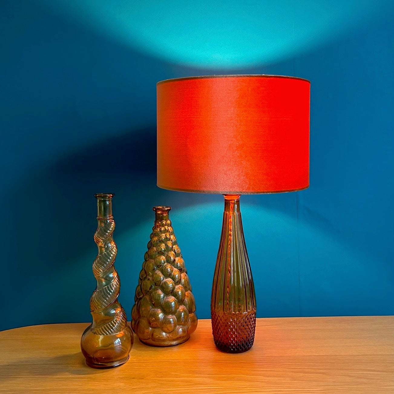 Glass cone lamp in amber