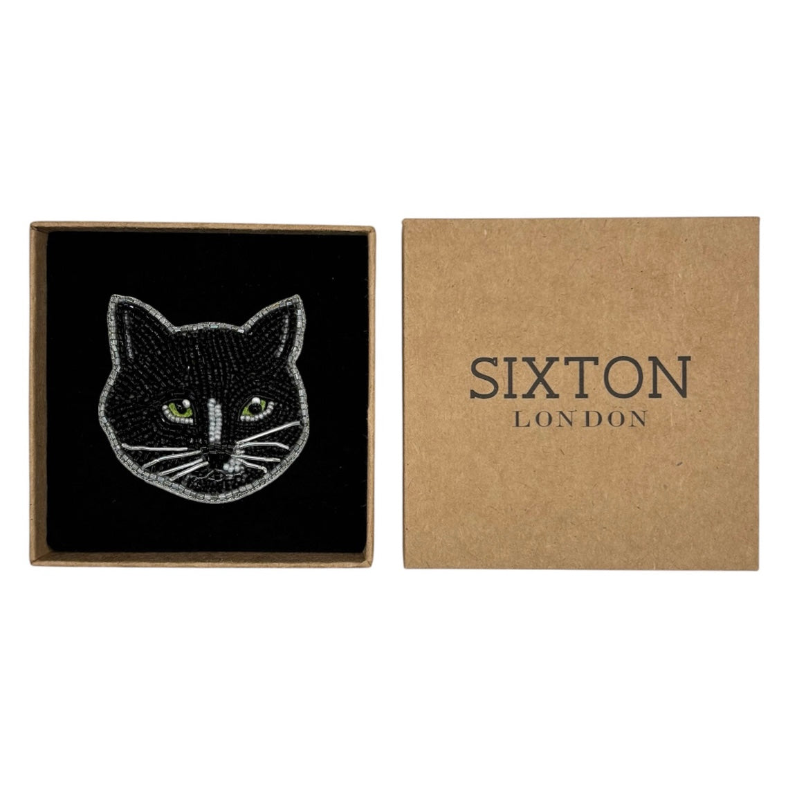Biba the Black cat embroidered animal brooch / pin