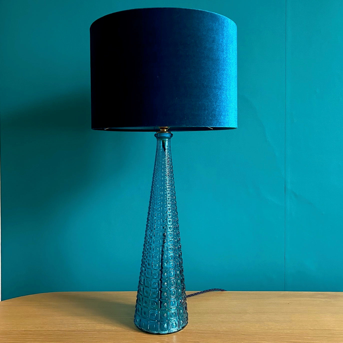 Glass cone lamp in turquoise
