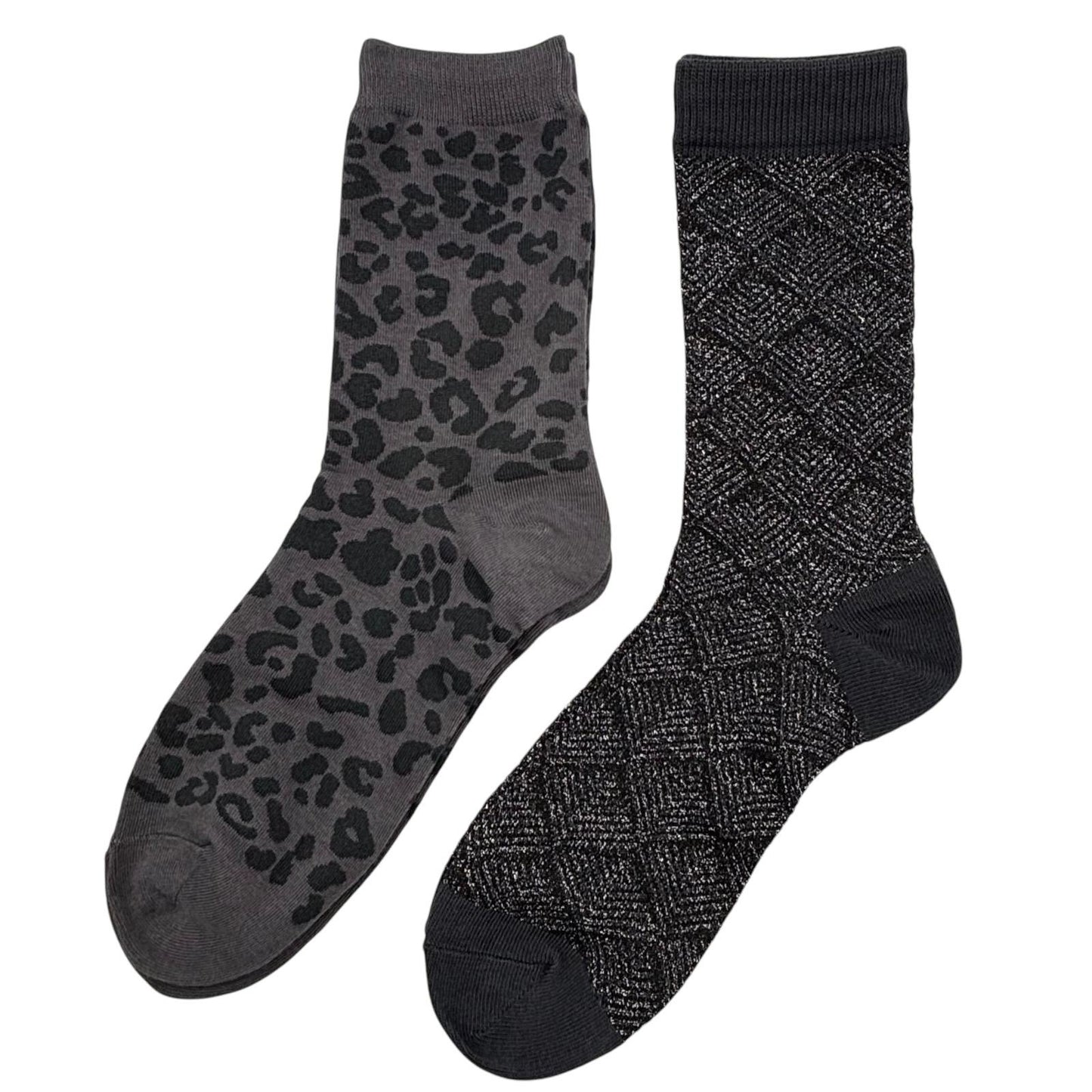 Charcoal Leopard & Paris sock box duo with pin