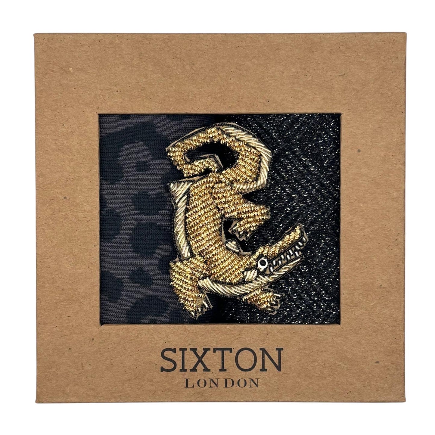 Charcoal Leopard & Paris sock box duo with pin
