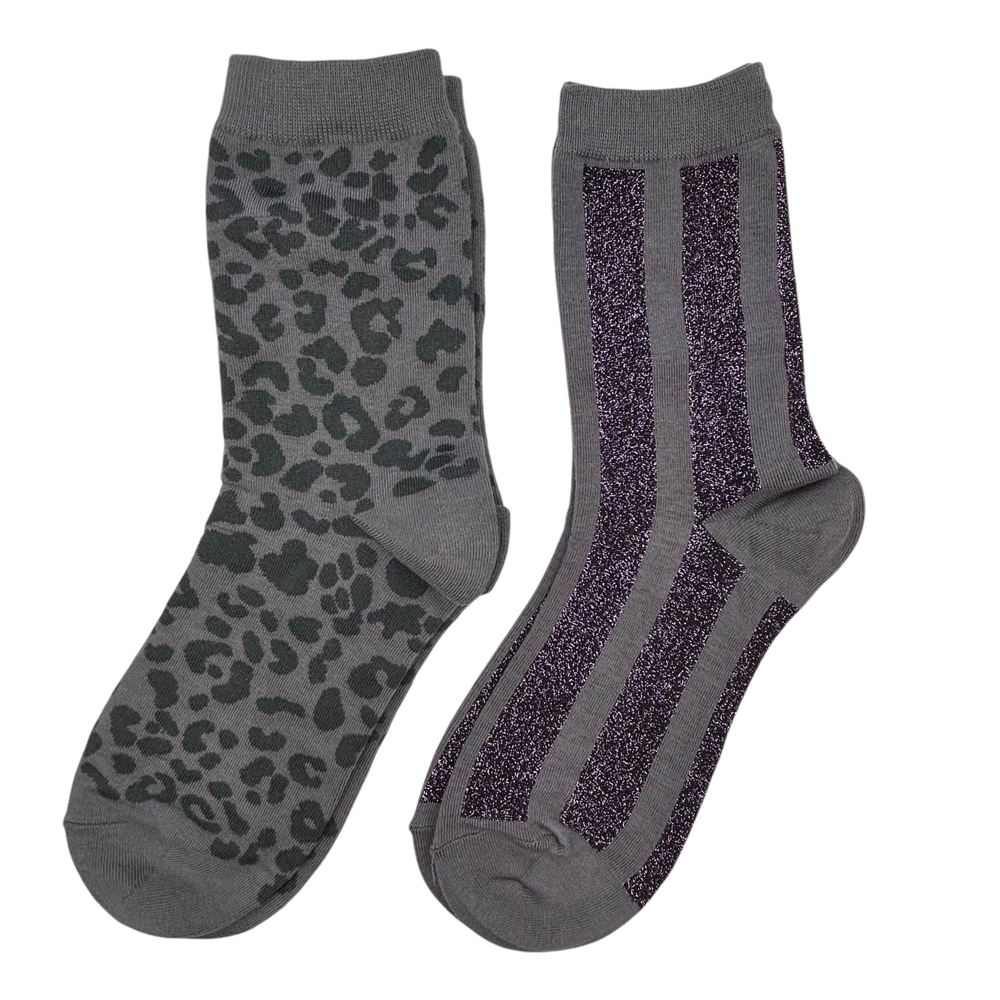 Charcoal leopard and purple Berlin sock box duo