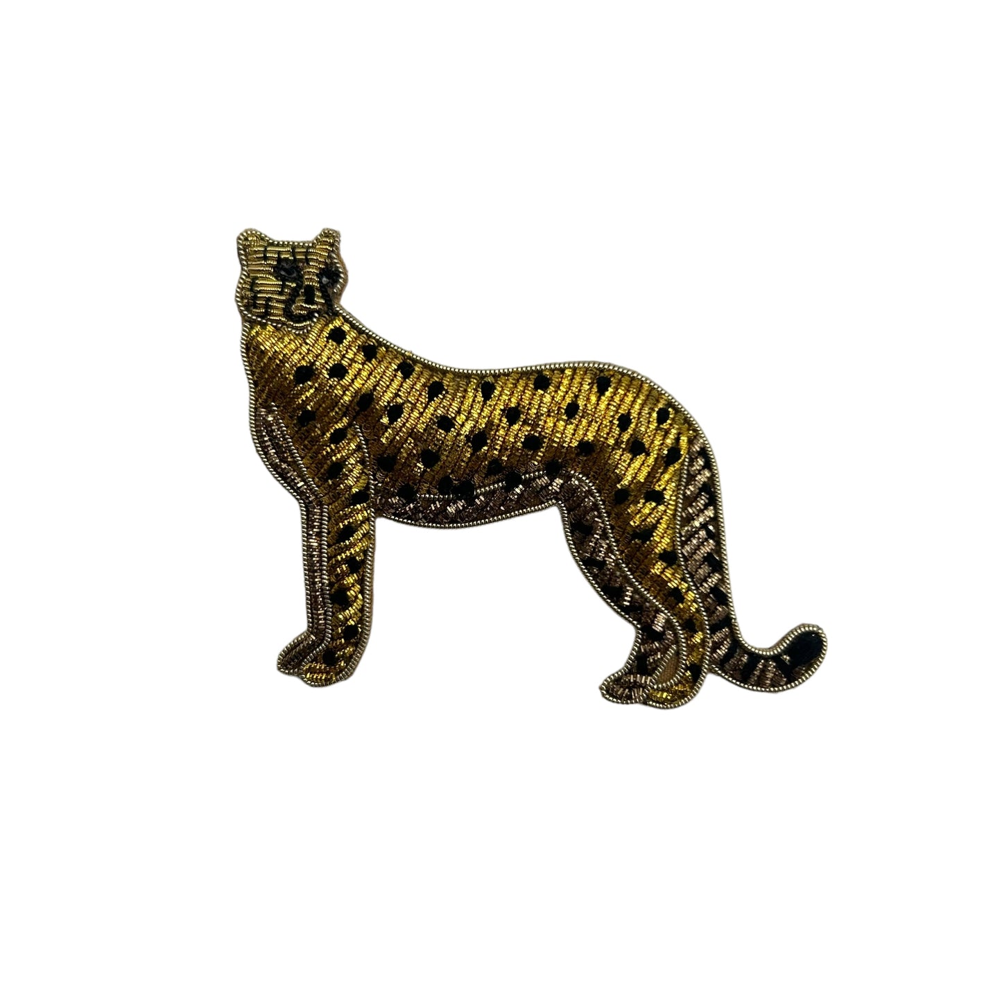 Jewellery Travel Pot in pink stripe - Cheetah brooch
