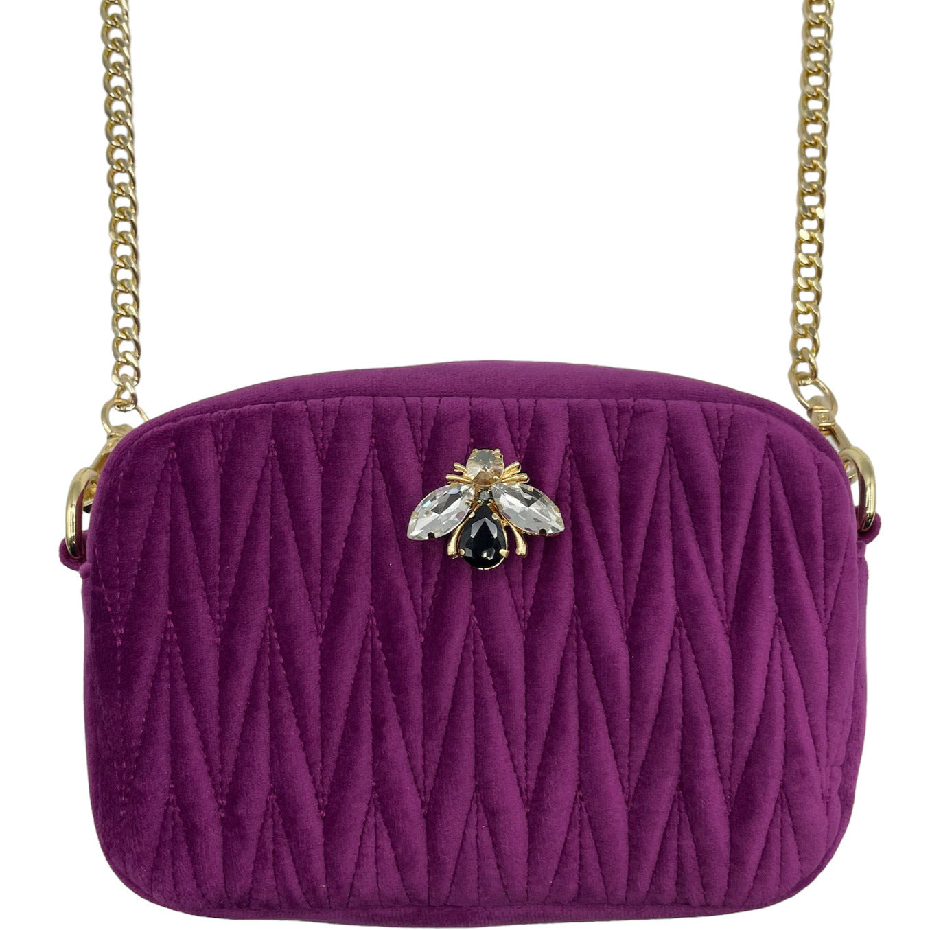 Velvet Rivington handbag in fuchsia, recycled velvet