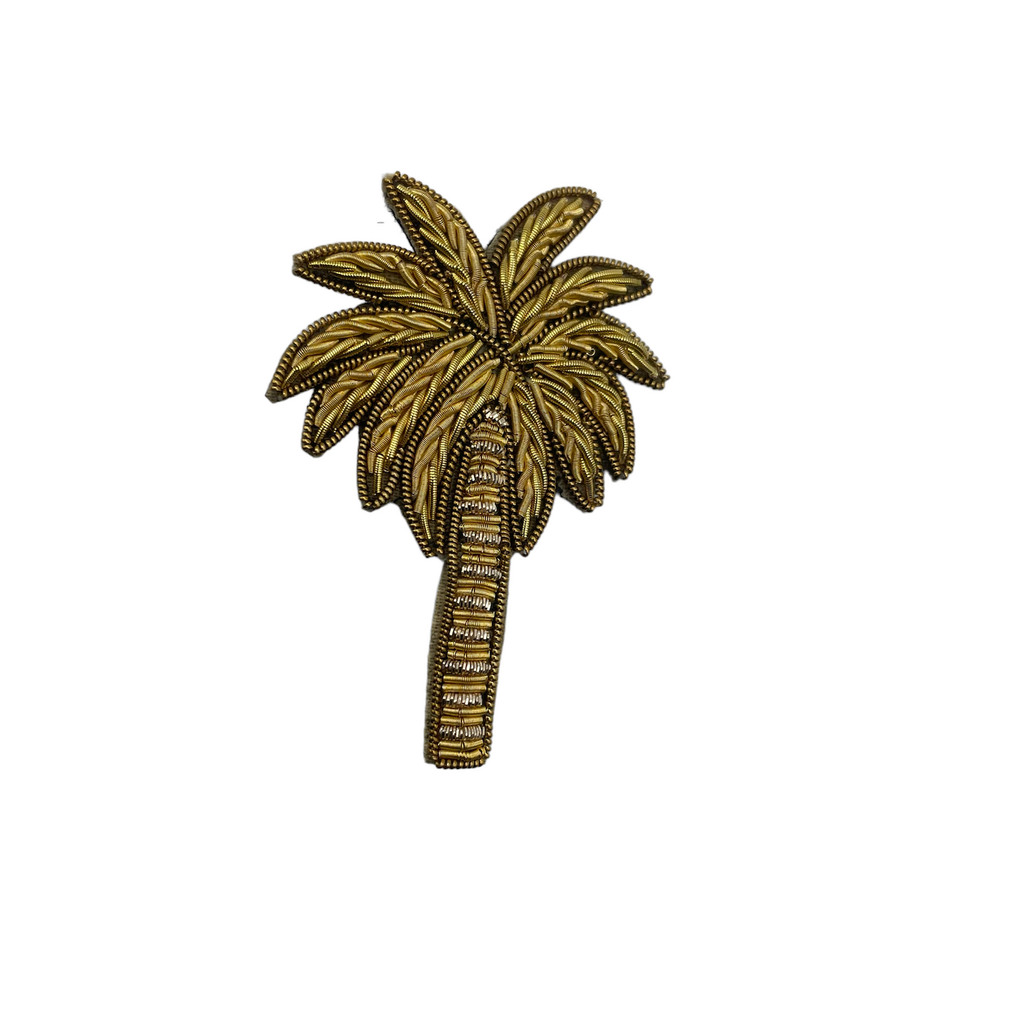 Yellow stripe makeup bag with Palm Tree pin