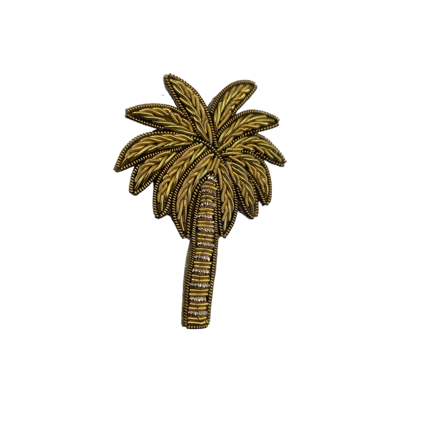 Marine make-up bag & gold palm tree brooch - recycled velvet, large and small