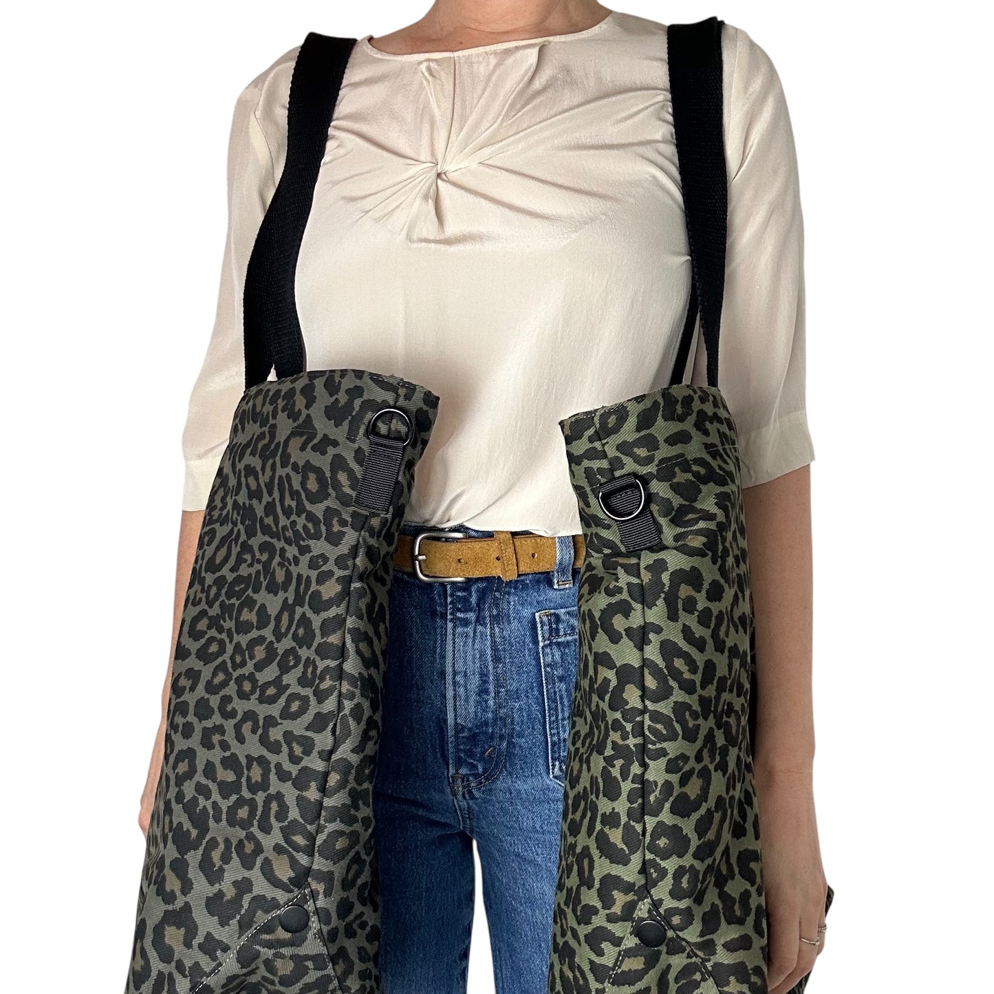 Large Weekend tote bag - grey Leopard print