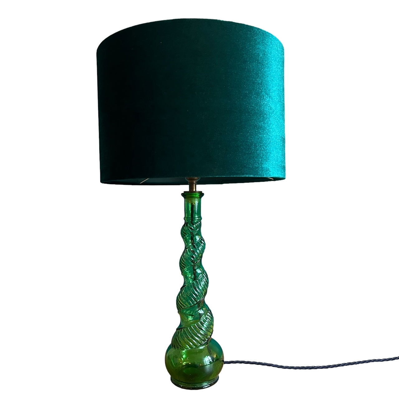 Glass twist lamp in green
