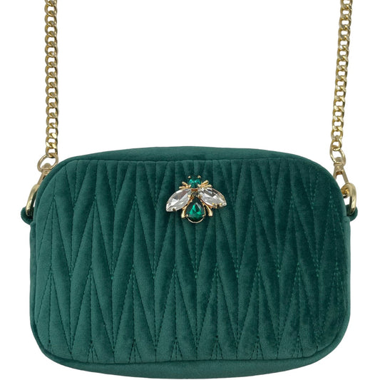 Velvet Rivington handbag in green, recycled velvet
