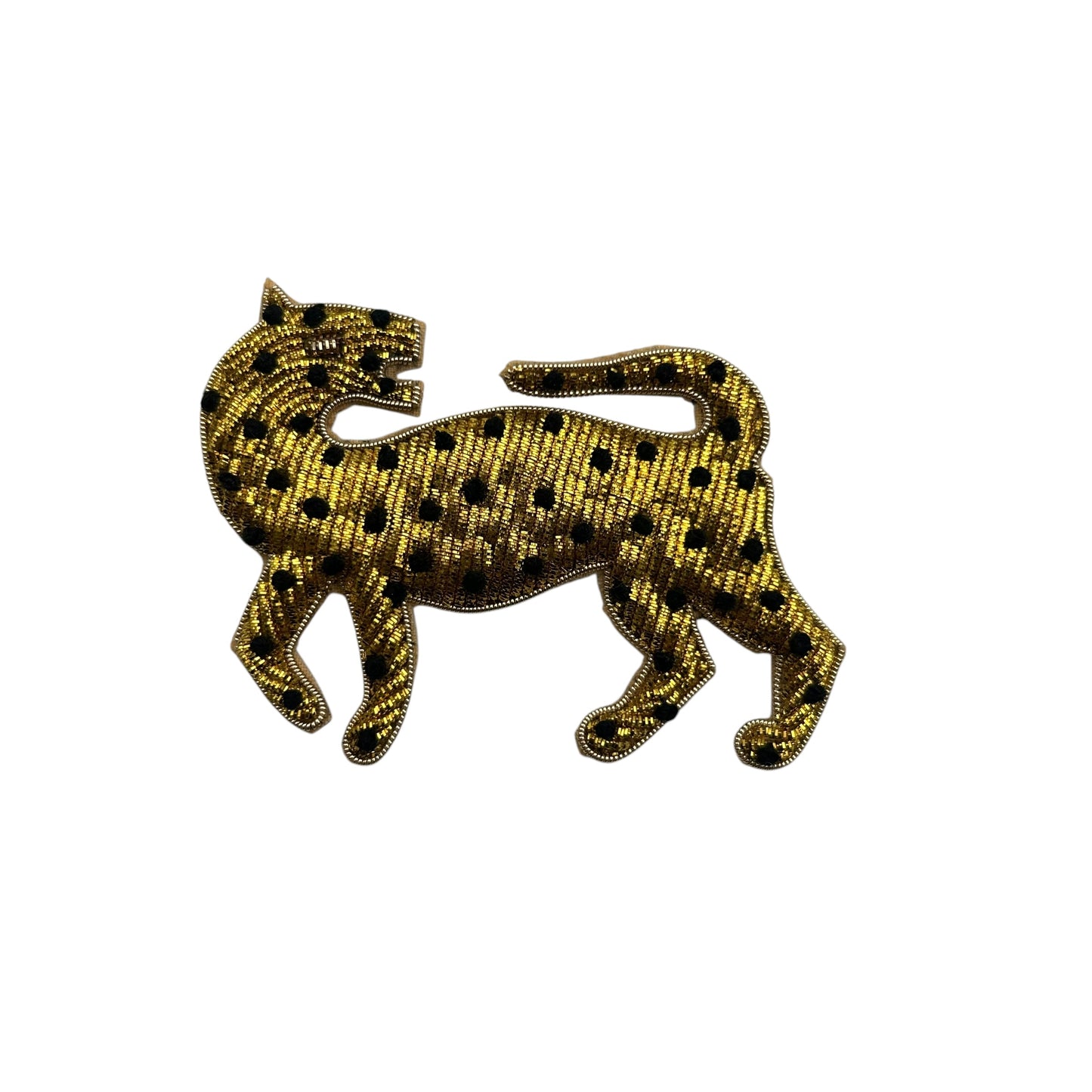 Jewellery Travel Pot in yellow stripe - Leopard brooch