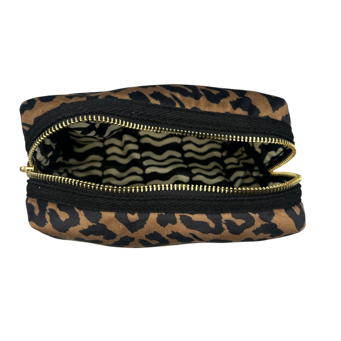 Leopard print makeup bag with Palm Tree brooch