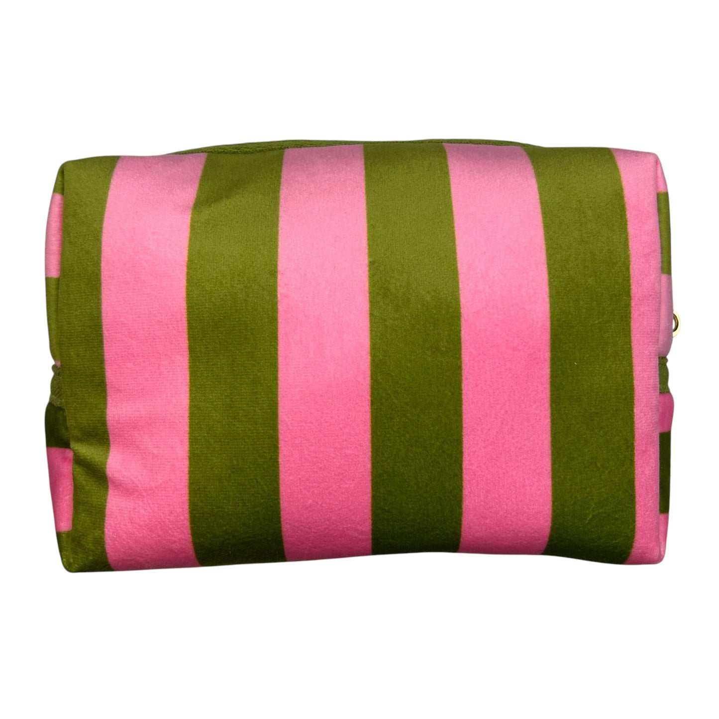 Chartreuse stripe make-up bag
