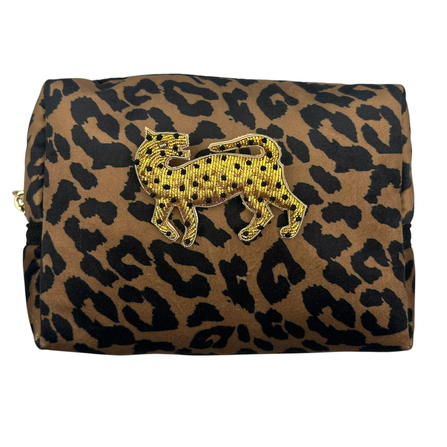 Leopard print makeup bag with Leopard brooch (two sizes)