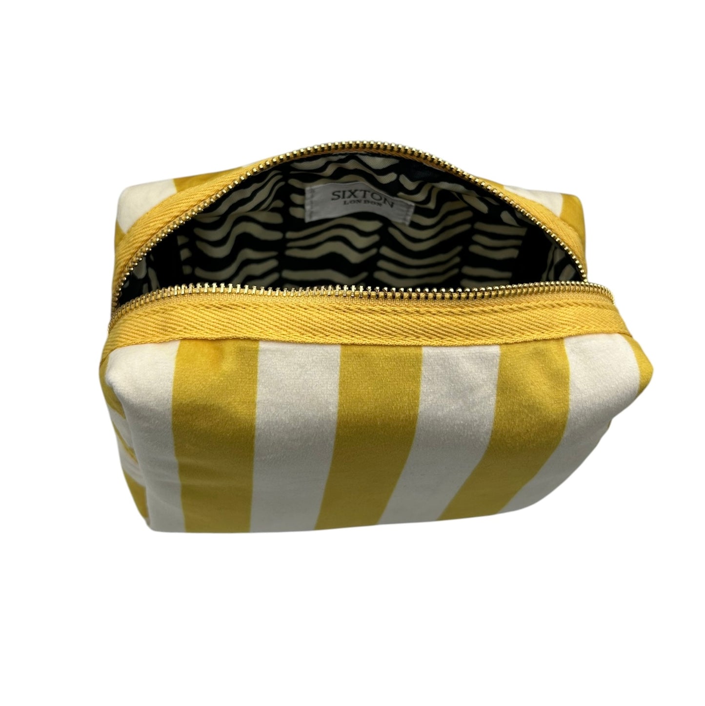 Yellow stripe make-up bag with Lobster pin
