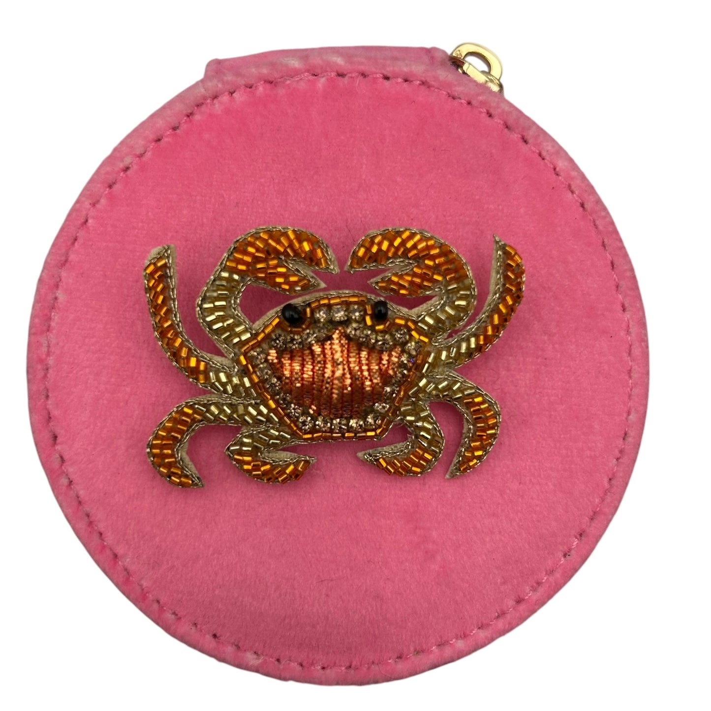 Jewellery Travel Pot in pale pink - Crab brooch
