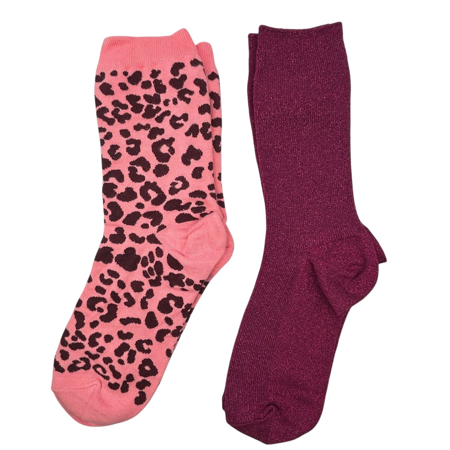 Pink Leopard & Fuchsia Vegas sock box duo with embroidered brooch