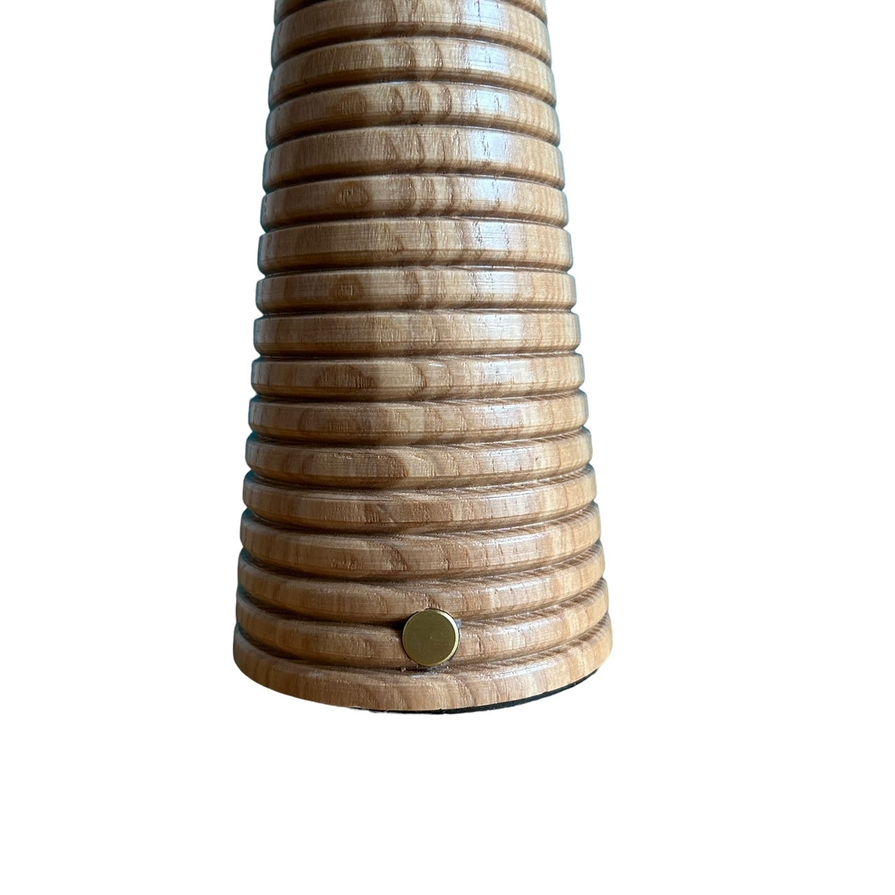 Ribbed Beech style rechargeable touch lamp with black shade
