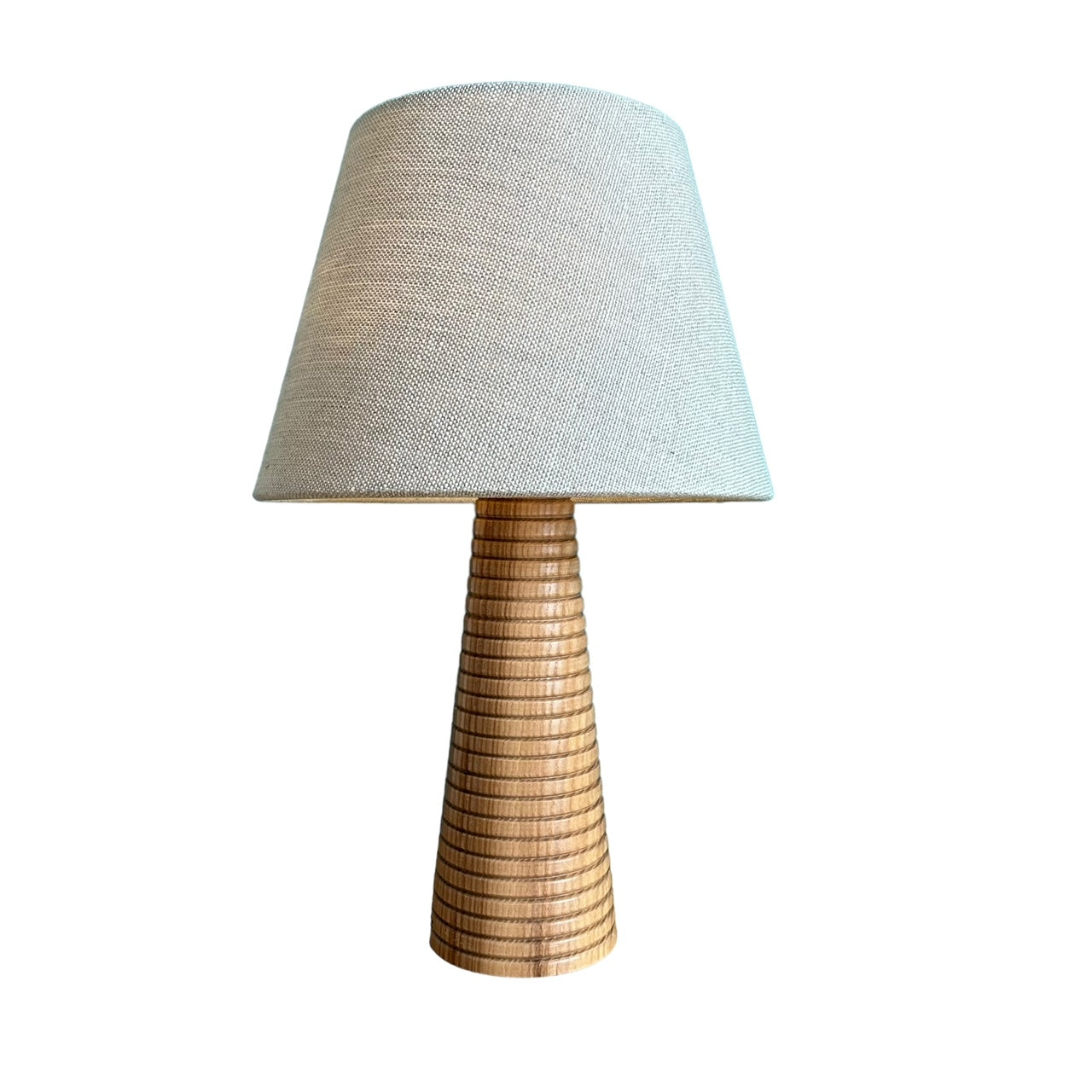 Rechargable touch lamp - ribbed beech style wood