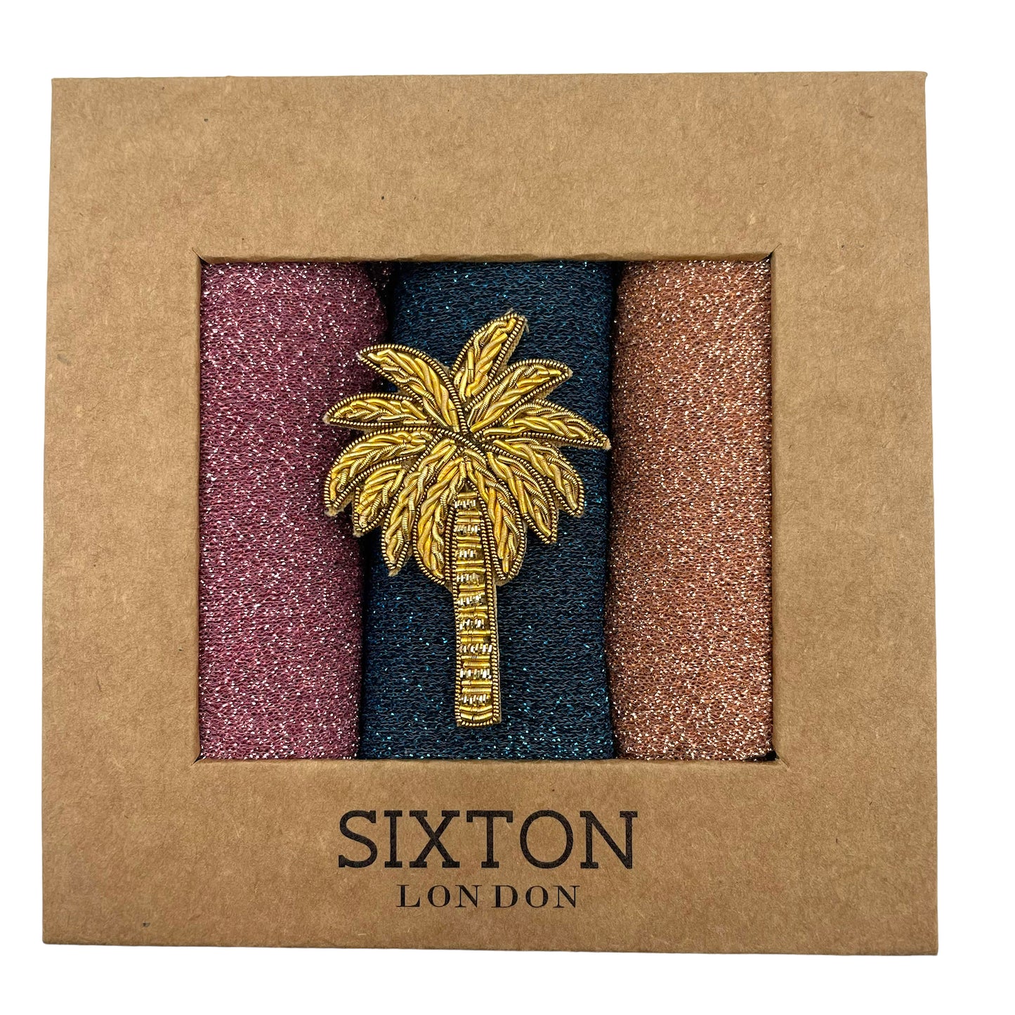 Rio trio Roxy sock box with an embroidered pin