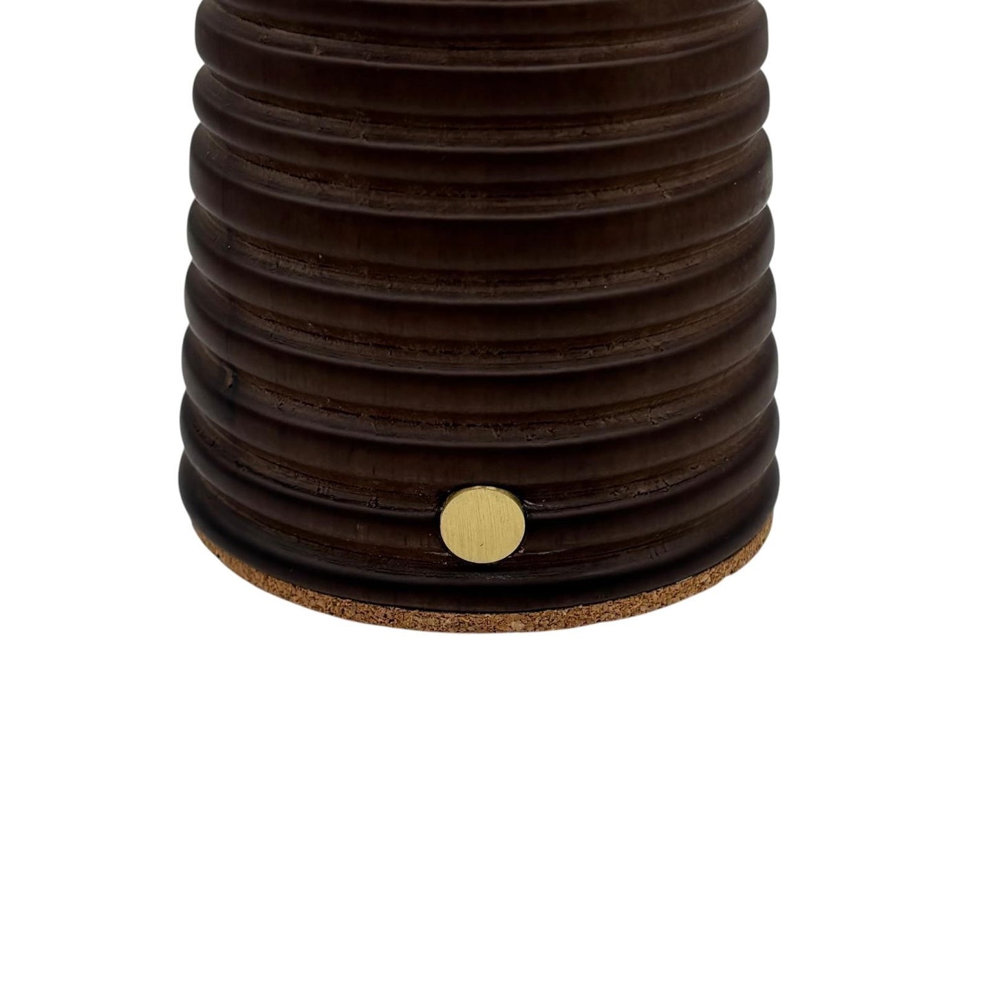 Small Ribbed Walnut rechargeable touch lamp rope drum shade