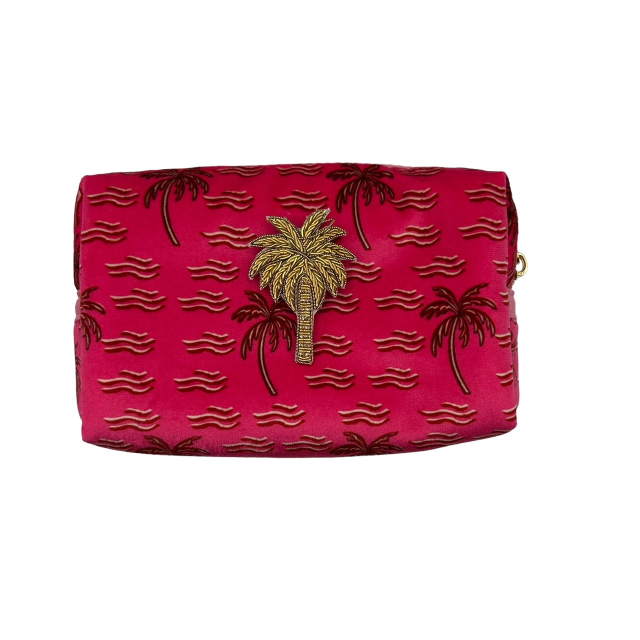 Pink palm tree makeup bag & Palm Tree brooch (two sizes)