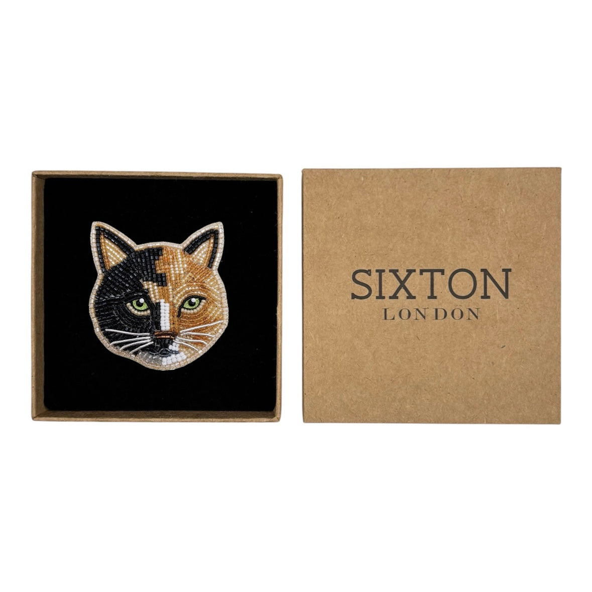 Tallulah the Calico cat embroidered animal brooch / pin