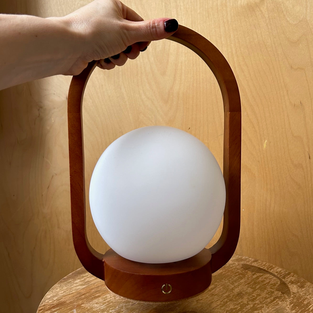 Rechargable touch lantern - teak style wood lamp