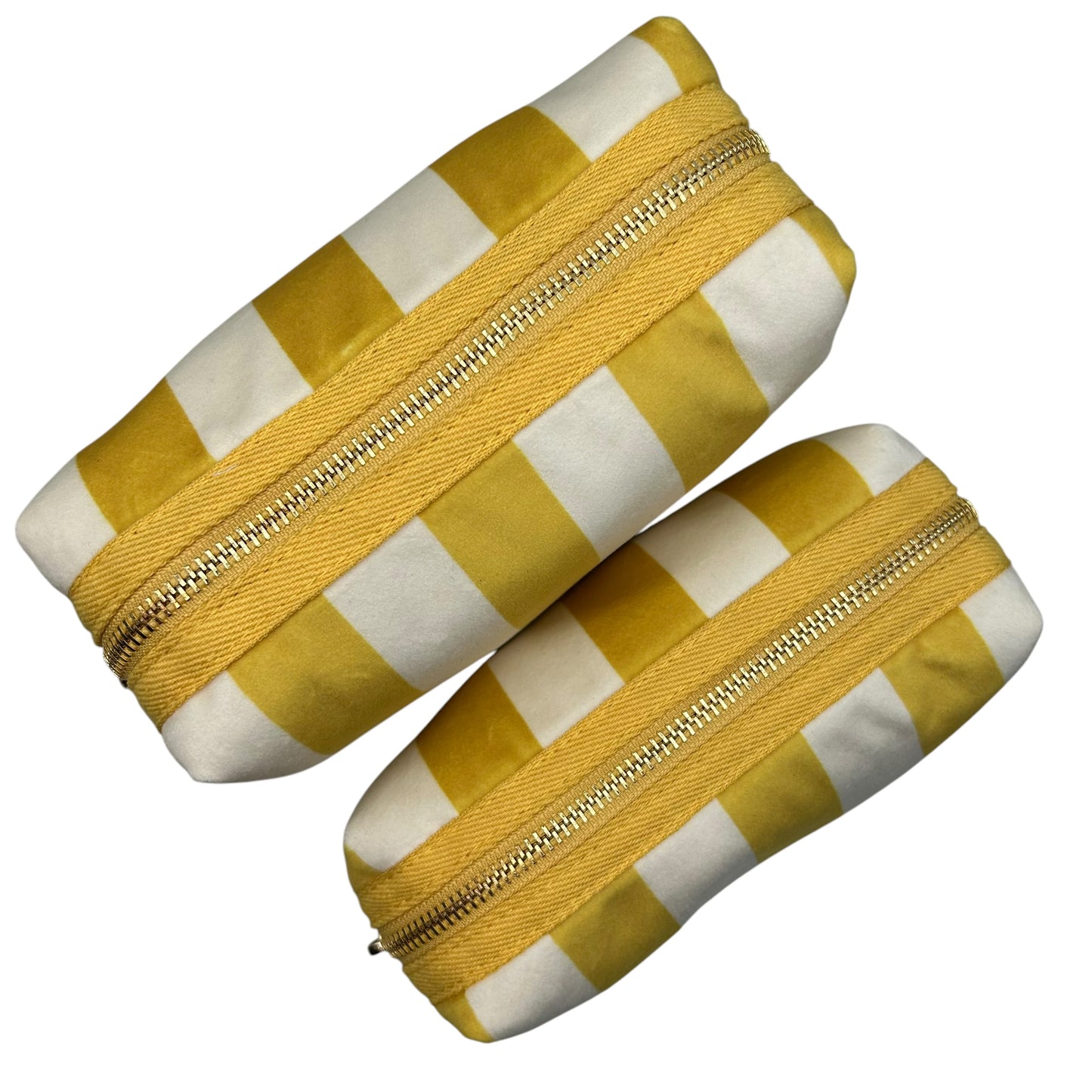 Yellow stripe make-up bag with Lobster pin