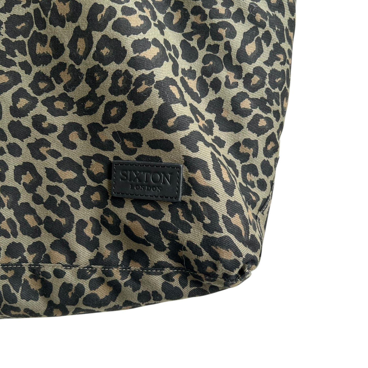 Green Leopard print tote bag - large