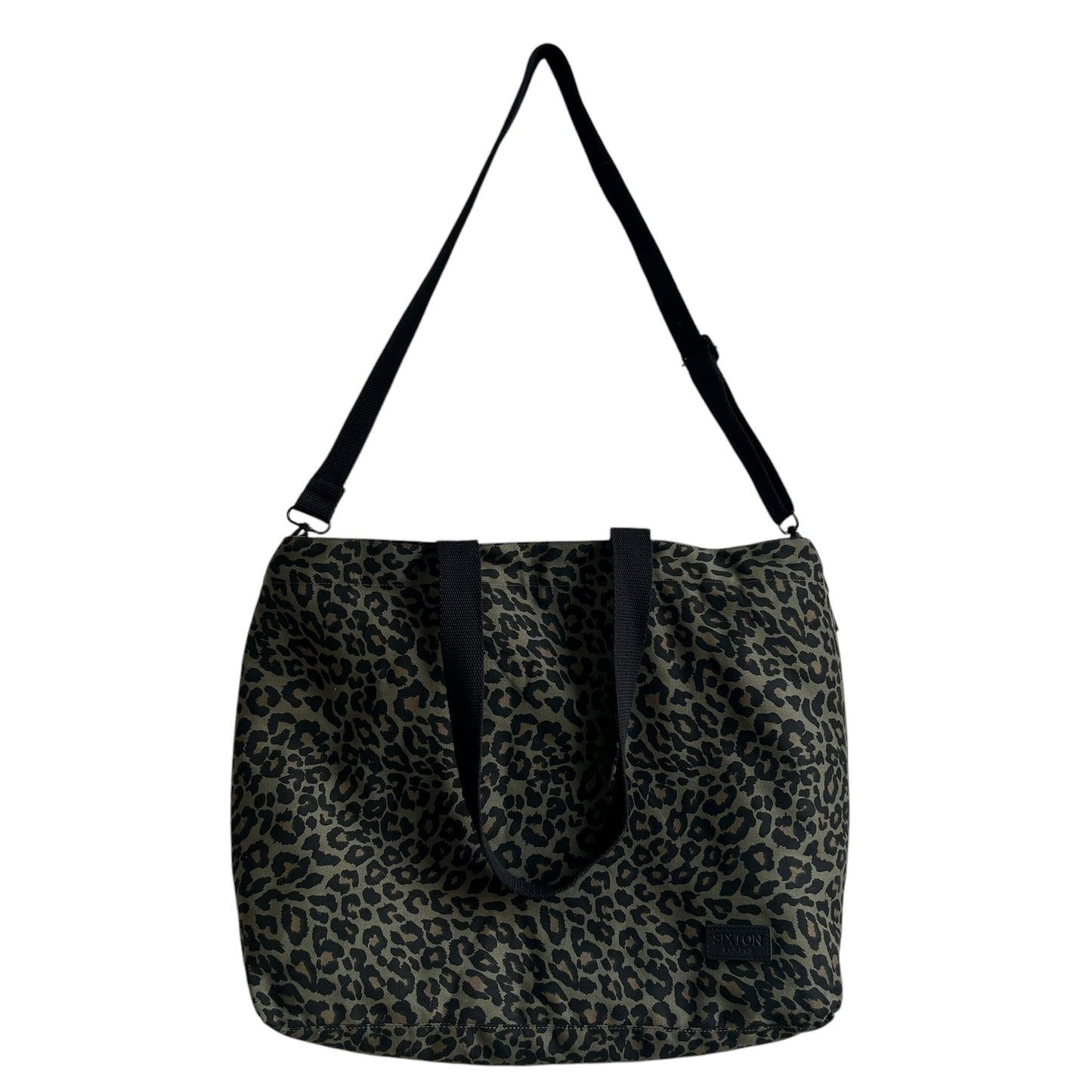 Green Leopard print tote bag - large