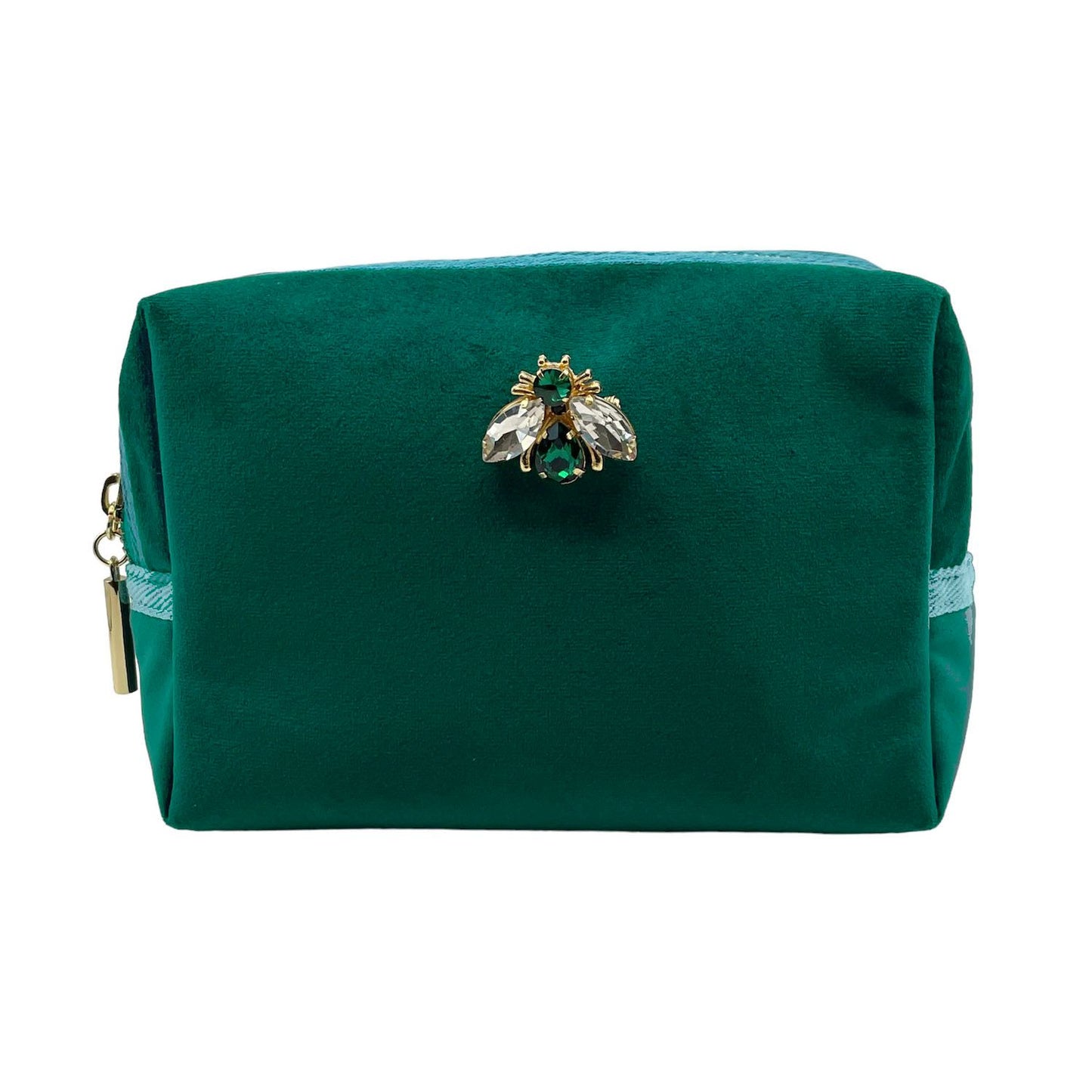 Copy of Green make-up bag & luna pin - recycled velvet