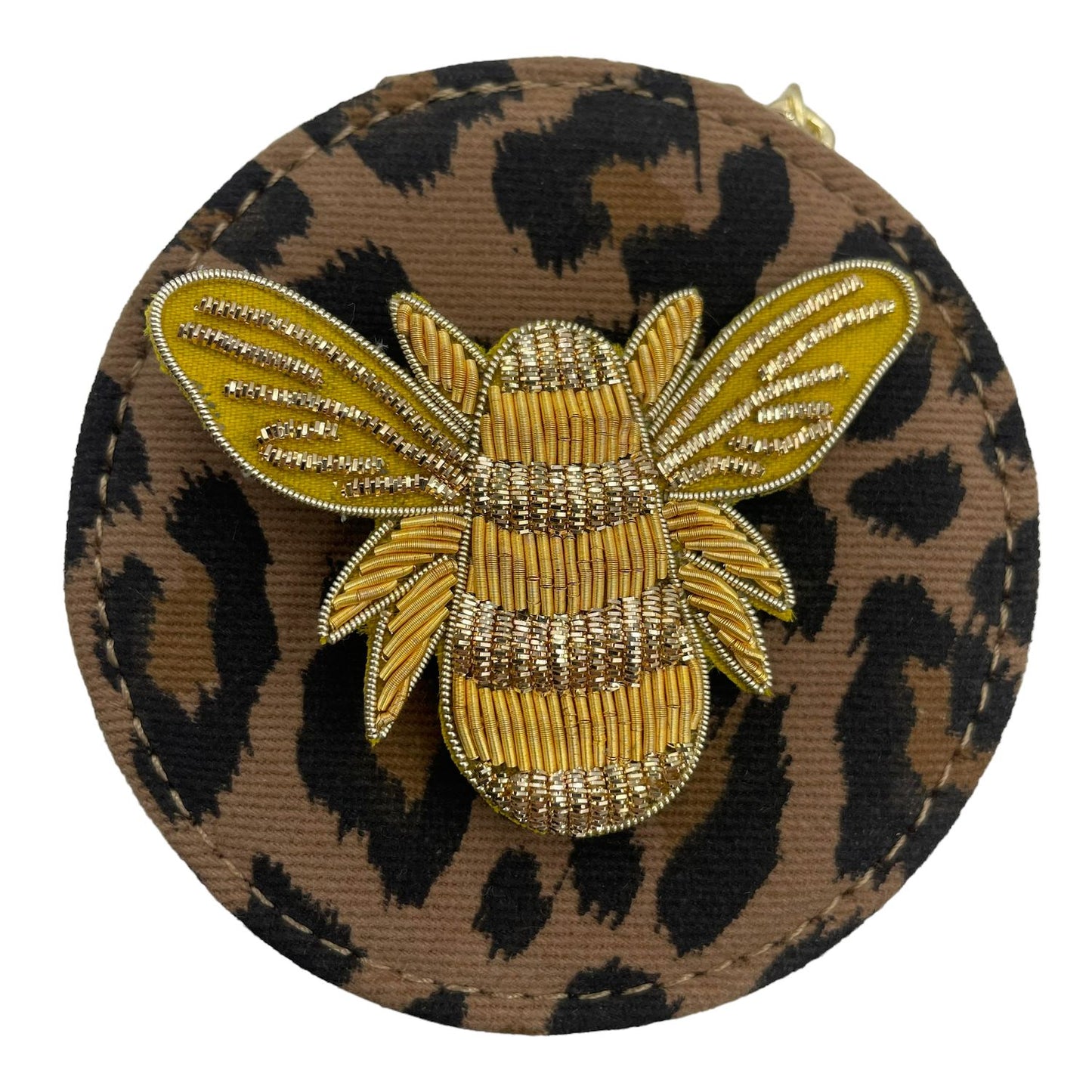 Jewellery travel pot - leopard print - gold bee