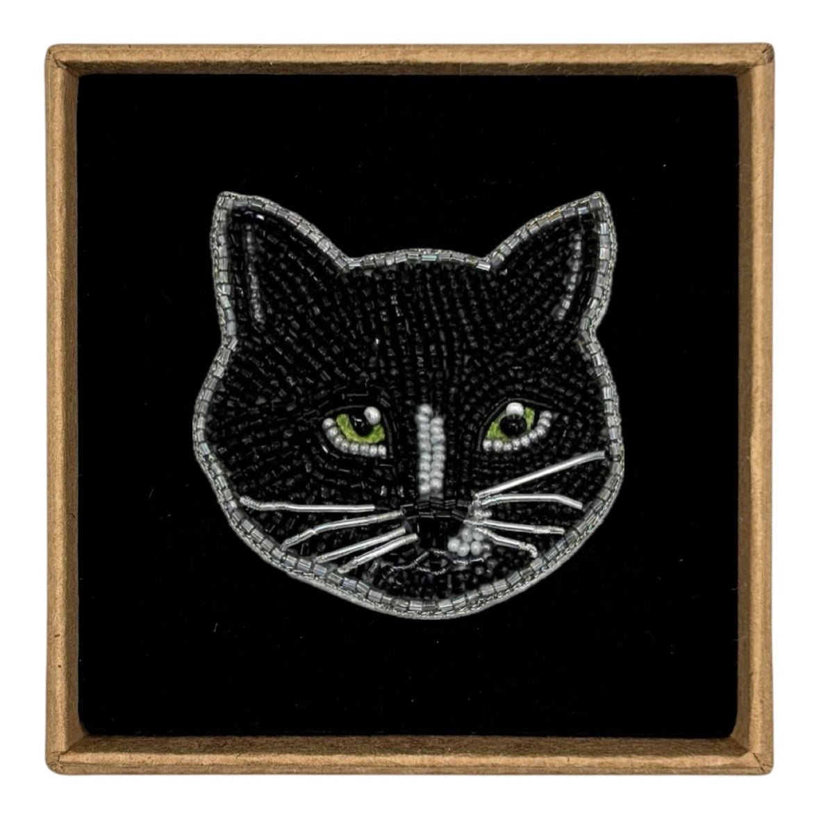 Biba the Black cat embroidered animal brooch / pin