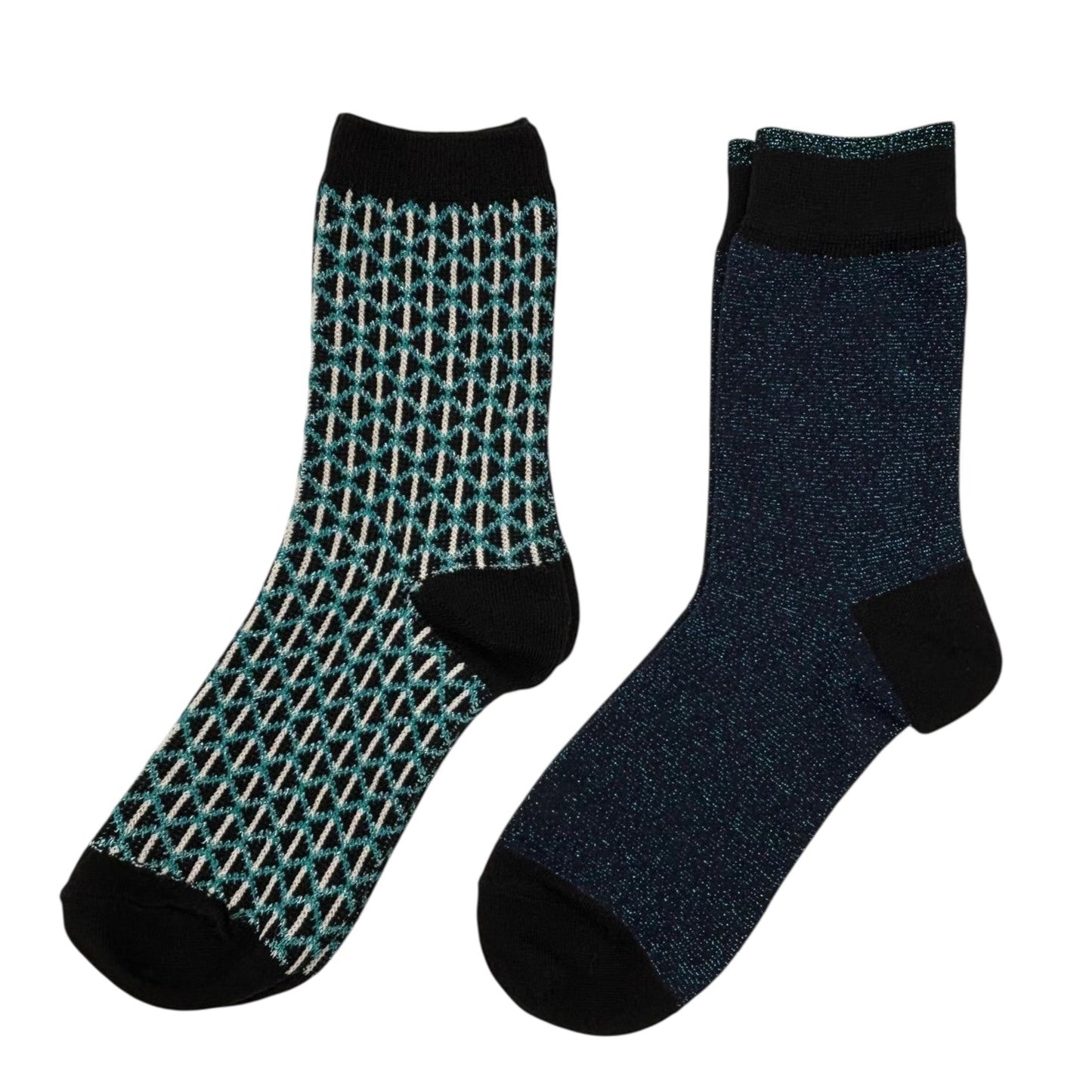 Black Leipzig & Midnight Tokyo sock box duo with embroidered brooch