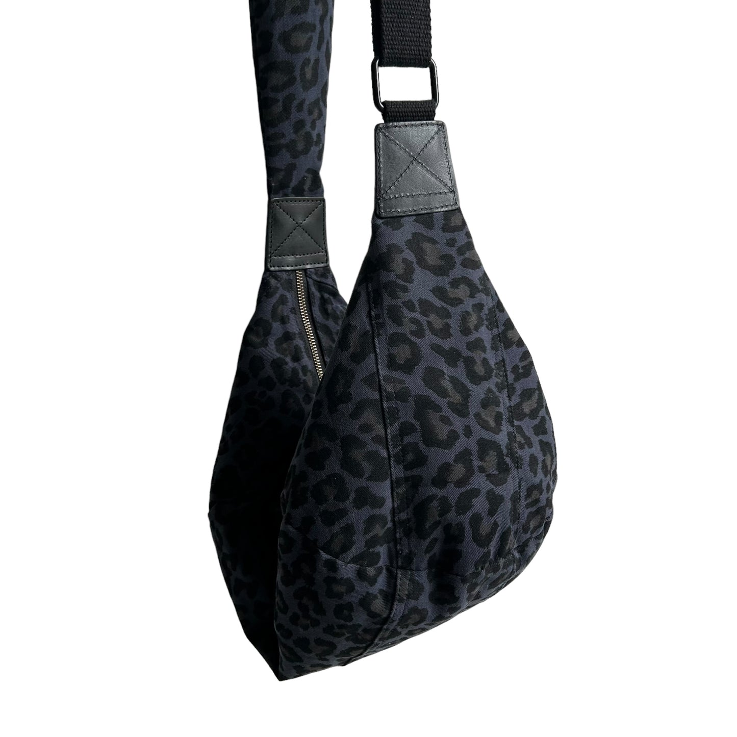 Brixton cross body sling bag - blue leopard print - large