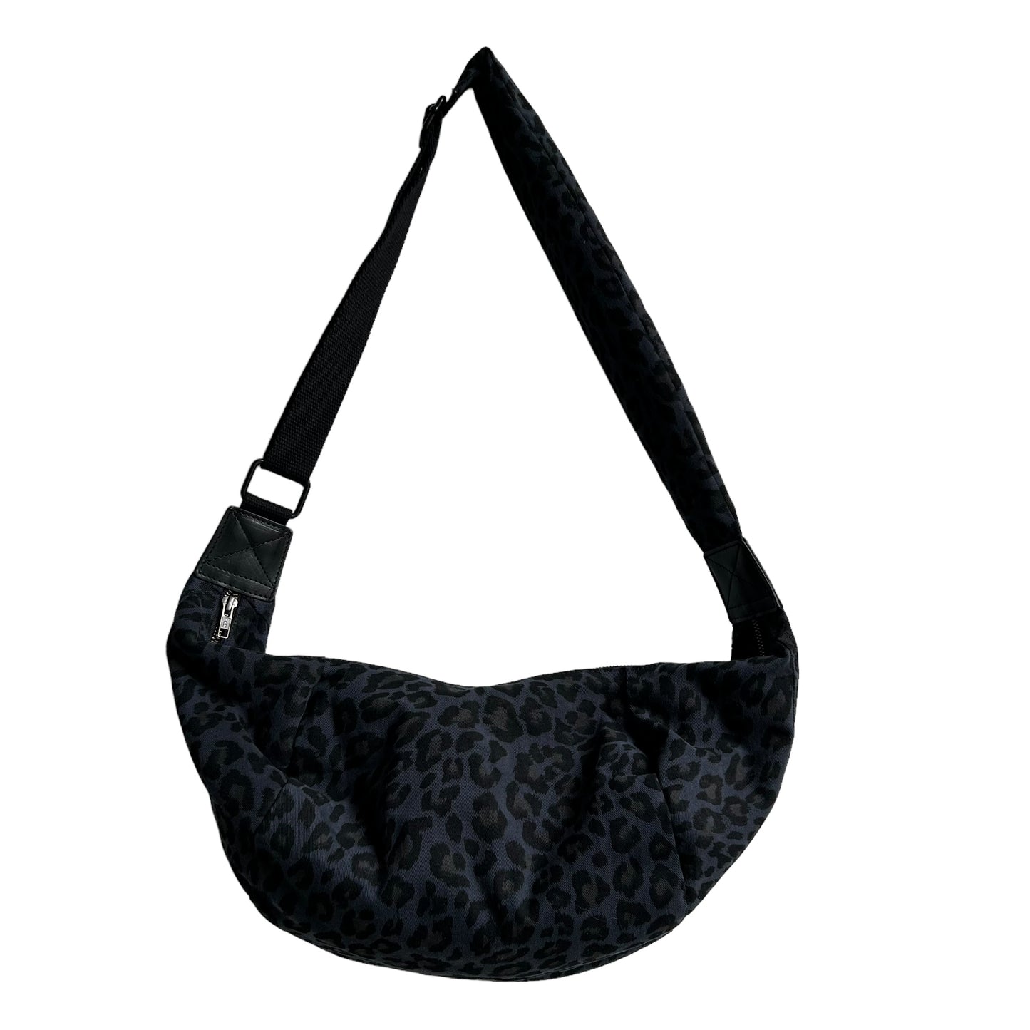 Brixton cross body sling bag - blue leopard print - large