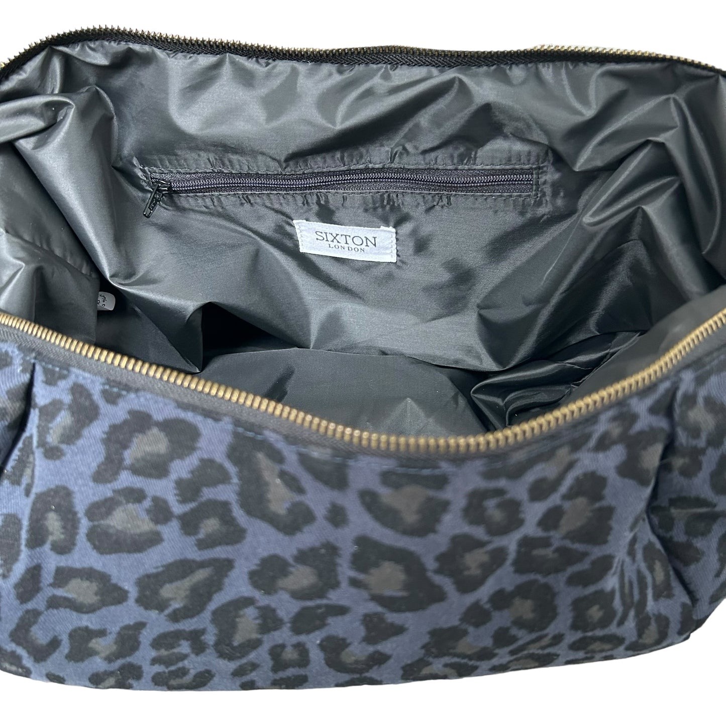 Brixton cross body sling bag - blue leopard print - large