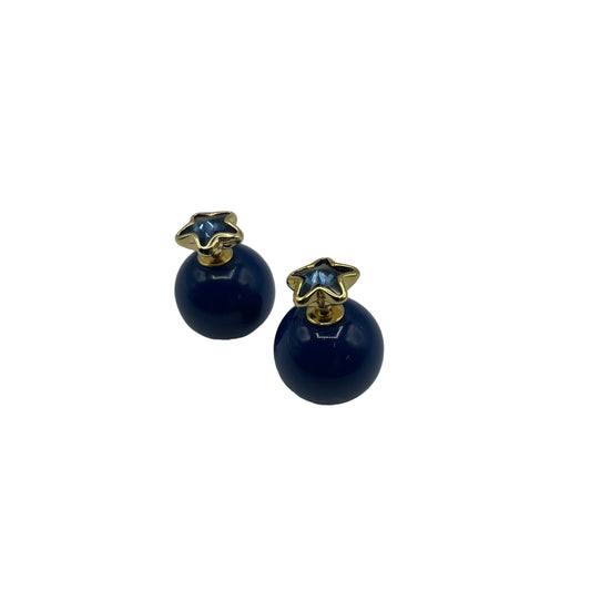 Blue star orb earrings