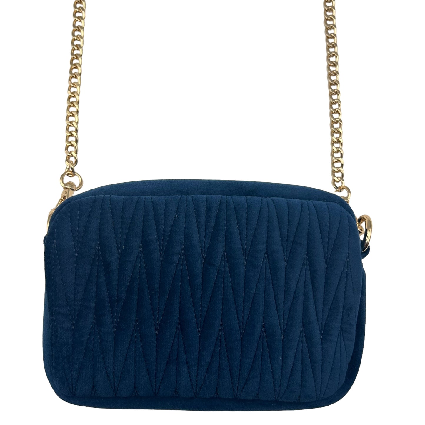 Velvet Rivington handbag in blue, recycled velvet