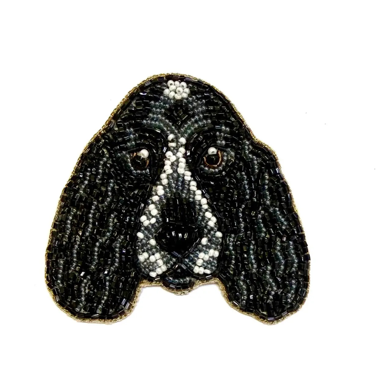 Bob the Spaniel dog embroidered animal brooch / pin