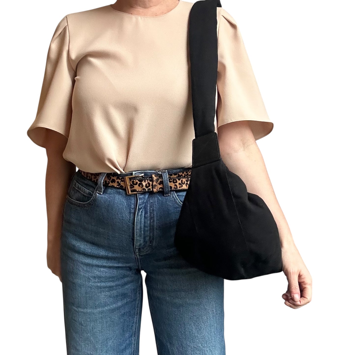 Brixton cross body sling bag - Black cotton canvas - large