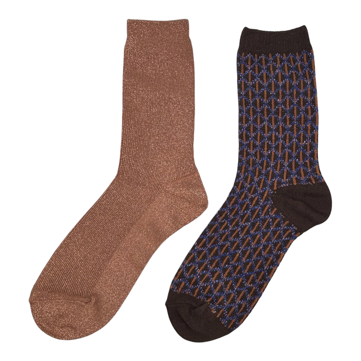Latte Vegas & Brown Leipzig sock box duo with brooch