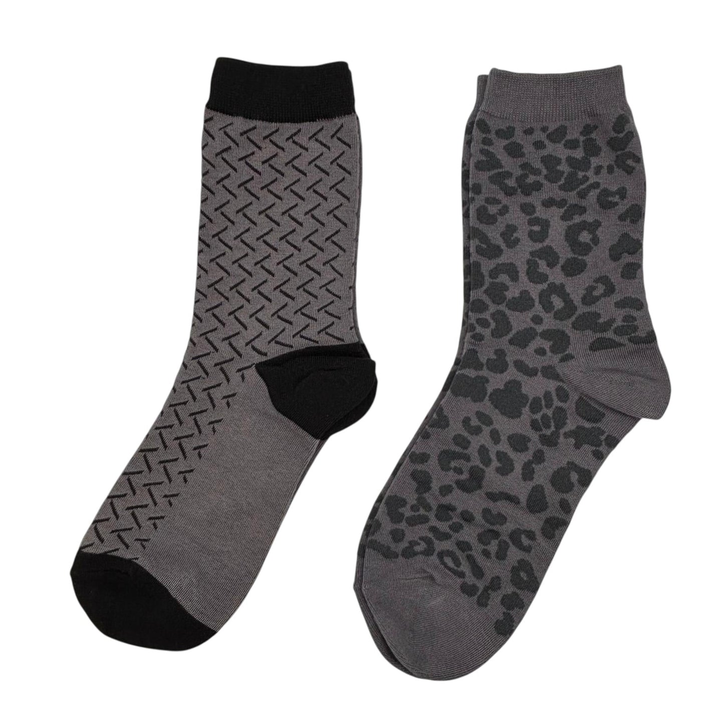 Charcoal Kyoto & Leopard sock box duo