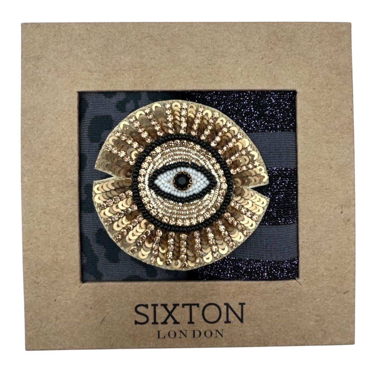 Charcoal Leopard & Purple Berlin sock box duo with pin