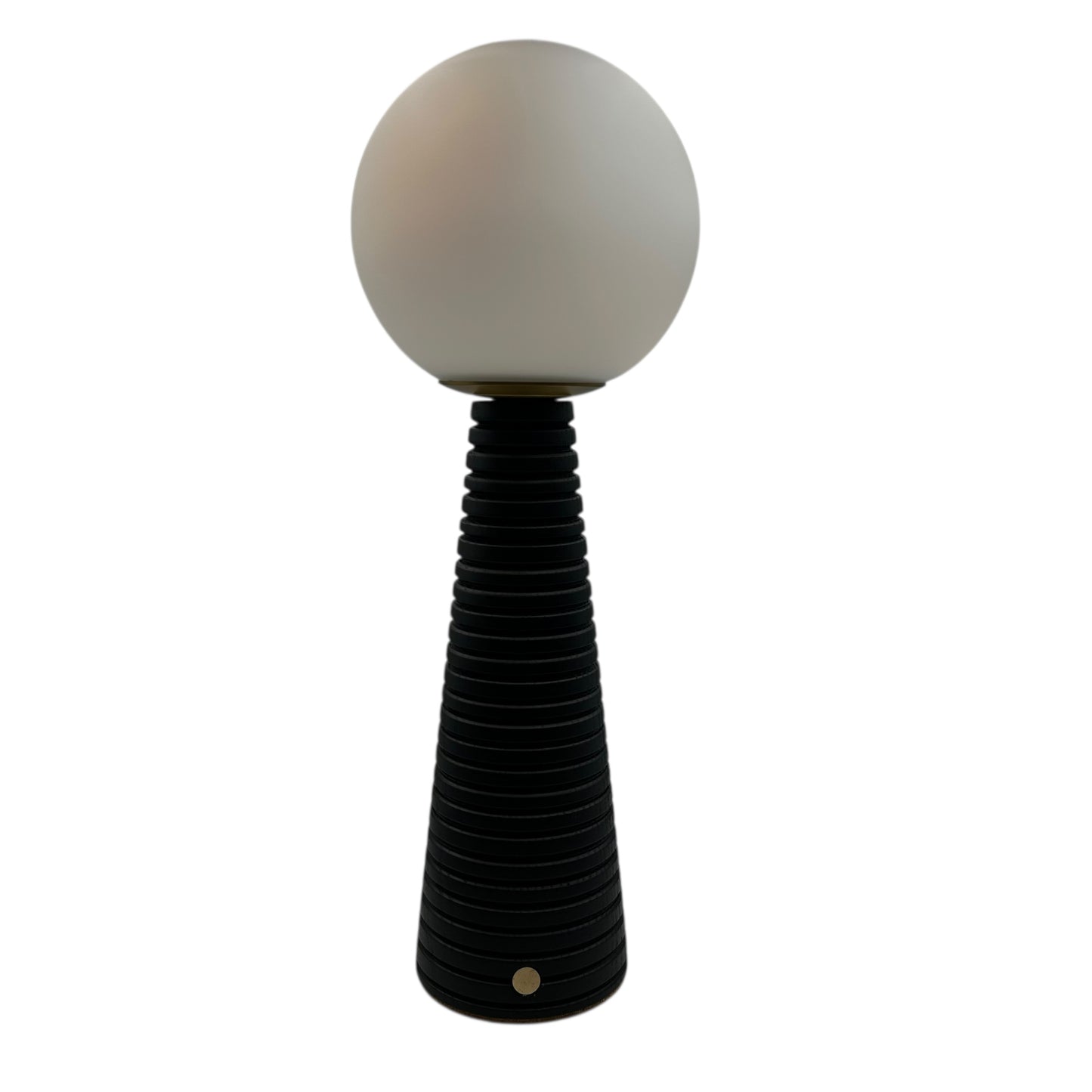 Large Deco Cone Ribbed Charcoal style rechargeable touch lamp
