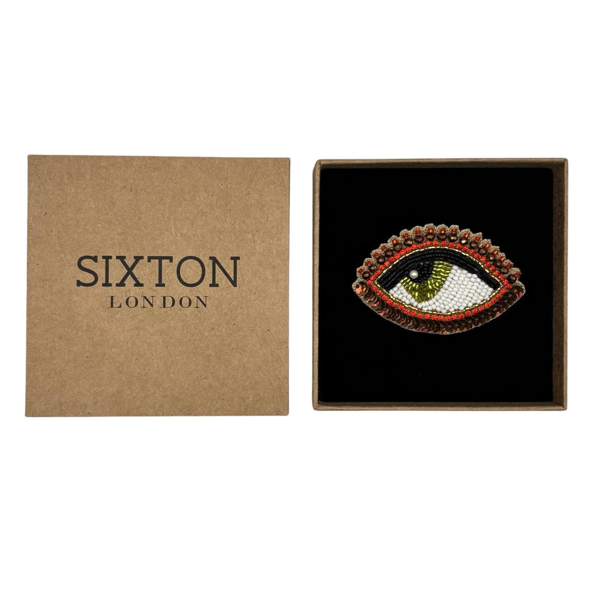 Copper Eye embroidered brooch / pin