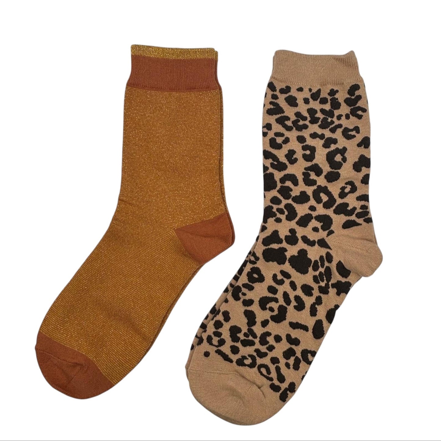 Copper Tokyo & Sand Leopard sock box duo with embroidered brooch