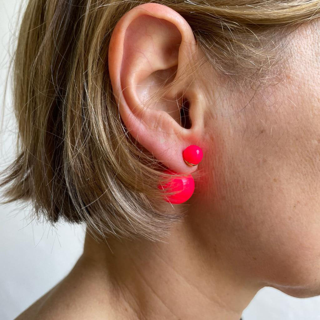 coral orb earrings