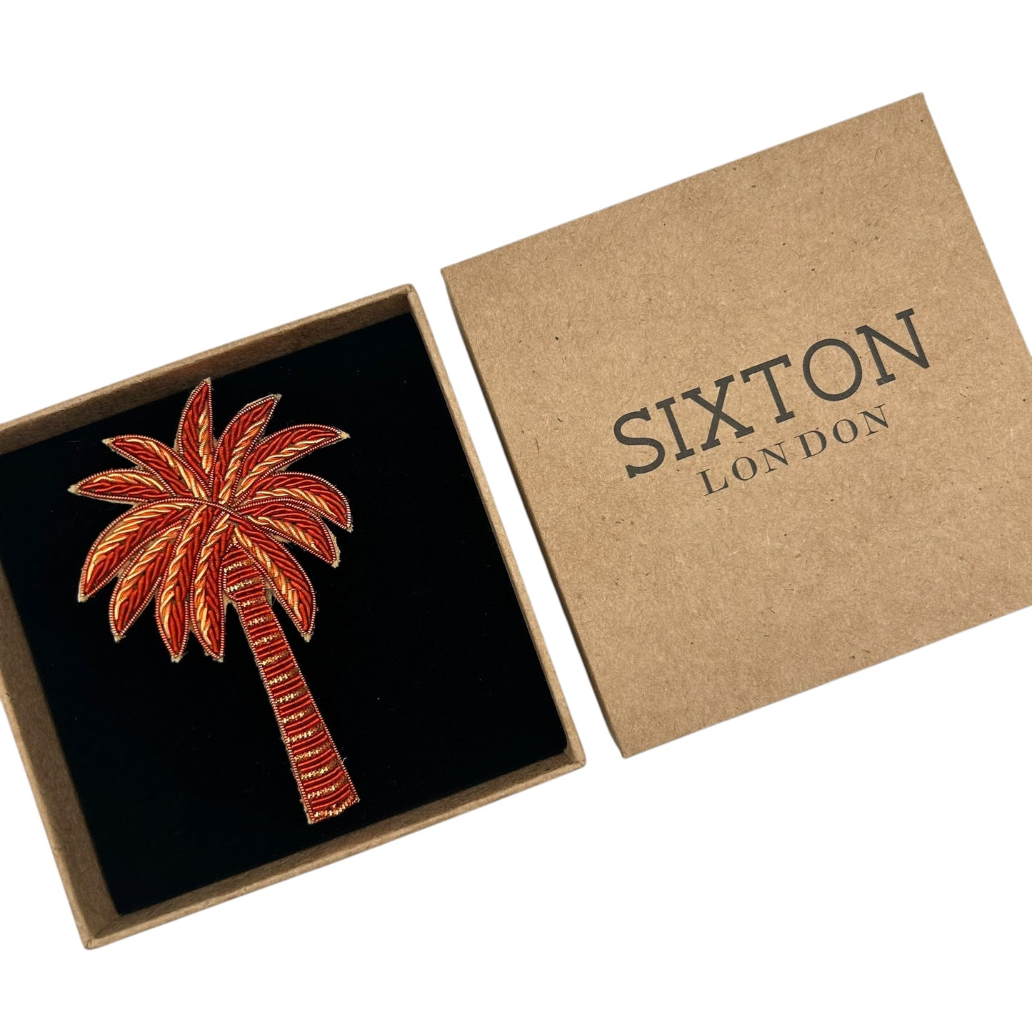 Coral Palm Tree brooch / pin